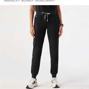 Figs Black Track Pants with Elastic Waistband and Tapered Ankle